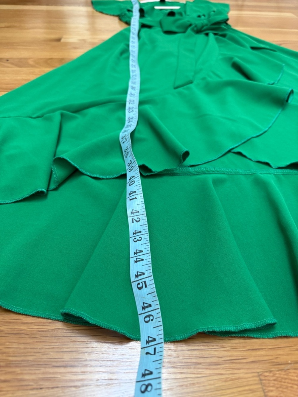 SHEIN Bright Green Ruffle Wrap Midi Dress Sz S - Picture 9 of 13